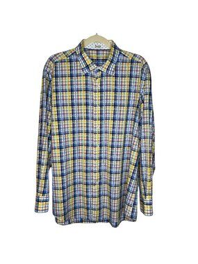 Bugatchi Shaped Fit Long Sleeve Plaid Button Front Shirt, XL